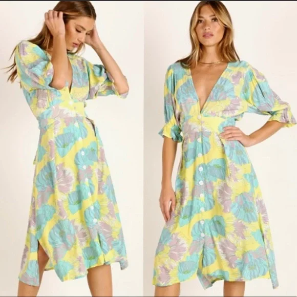 FAITHFULL THE BRAND Rafa Midi Dress in Lera Floral - Picture 2 of 14